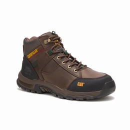 Caterpillar Safeway Mid Cut Steel Toe Work Férfi Bakancs Sötét Barna, HU-C052